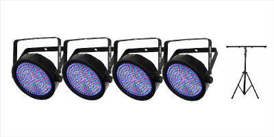 Basic 4 Stage Light Show Package With Four Par 64 Lights and One Stand - $150