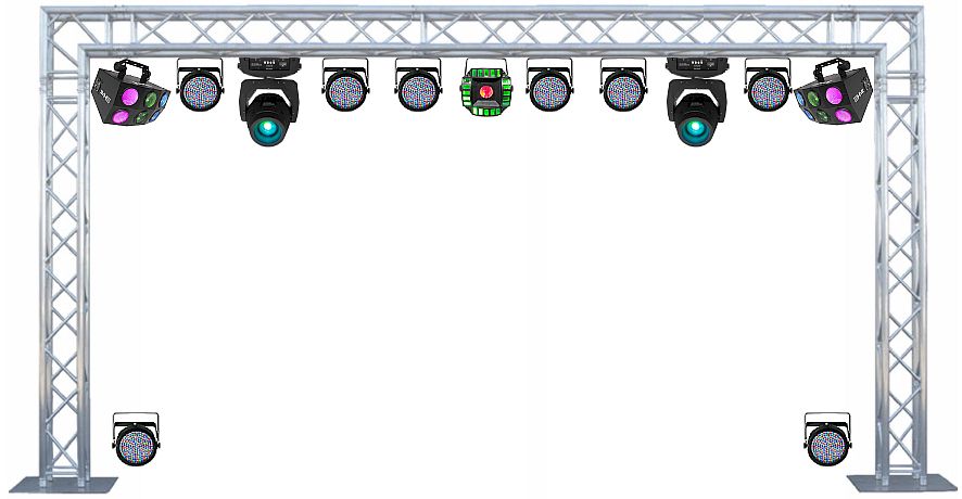 Ultimate DJ Dance Lights With Three Effects, Eight Par 64's, Two Moving Spots, Fog, and Pro Truss - $550